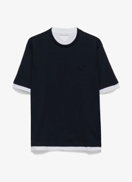 Prada Heren T-shirt met contrast in de kleur Blauw