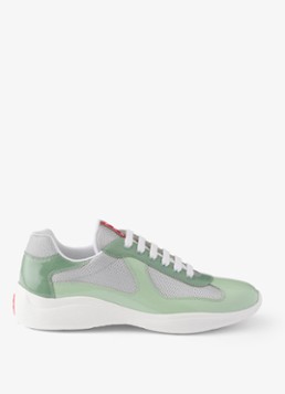 Prada Heren America's Cup sneaker met lakleren details in de kleur Lichtgroen