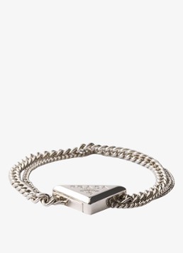 Prada Heren Armband met logo in de kleur Zilver