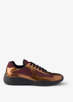 Prada Heren America's Cup sneaker van mesh met metallic finish in de kleur Goud