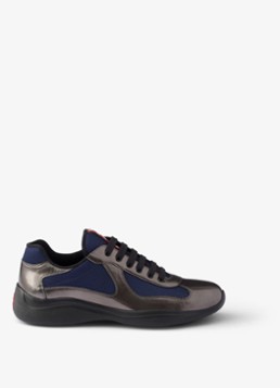 Prada Heren America's Cup sneaker van mesh met metallic finish in de kleur Donkerblauw