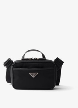 Prada Heren Re-Nylon schoudertas met leren details in de kleur Zwart