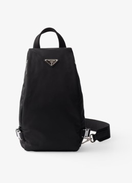 Prada Heren Re-Nylon schoudertas met leren details in de kleur Zwart