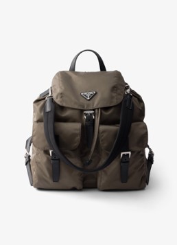 Prada Heren Re-Nylon rugzak met leren details in de kleur Legergroen