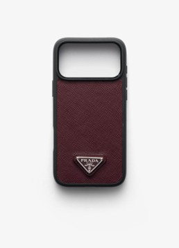 Prada Heren Telefoonhoesje van leer voor iPhone 17 Pro Max in de kleur Black