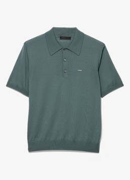Prada Heren Fijngebreide regular fit polo van wol in de kleur Green