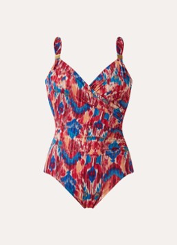 Miraclesuit Dames Ikat Dorado Siren corrigerend badpak met beugelondersteuning in de kleur Kersenrood, maat: 46