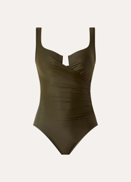 Miraclesuit Dames Must Have Escape corrigerend badpak met voorgevormde cups in de kleur Bronsgroen, maat: 44