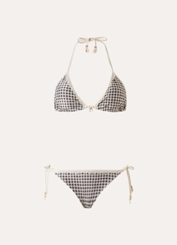 Banana Moon Dames Bokaokyma Adela bikiniset met ruitdessin in de kleur Beige, maat: XL