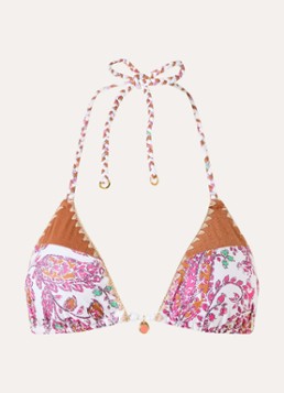 Banana Moon Dames Bosco triangel bikinitop met print in de kleur Roze, maat: S