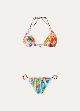 Banana Moon Dames Cricozania Luha bikiniset met bloemenprint en uitneembare vulling in de kleur Turquoise, maat: L