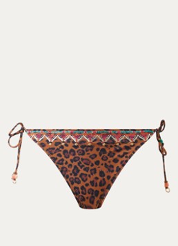 Banana Moon Dames Tosca Serenely brazilian bikinislip met panterprint in de kleur Oranjebruin, maat: S