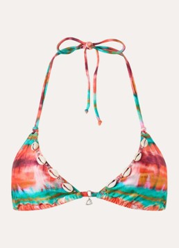Banana Moon Dames Yero triangel bikinitop met print in de kleur Oranjerood, maat: S