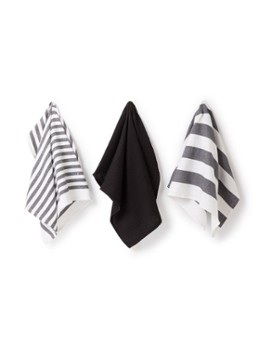 Tiseco Marra theedoek 51 x 74 cm set van 3 Zwart - Deal