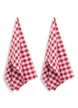 Tiseco Gingham theedoek 50 x 70 cm set van 2 Donkerrood - Deal