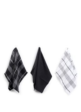 ZicZac Waffle keukendoek 50 x 76 cm set van 3 Zwart - Deal