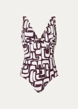 Cyell Dames Voorgevormde badpak met print in de kleur Donkerbruin, maat: D38