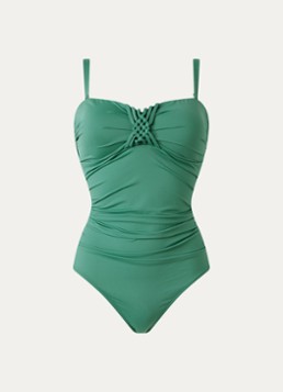 Cyell Dames Bandeau badpak met knoopdetail in de kleur Groen, maat: B40