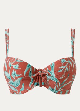 Cyell Dames Voorgevormde balconette bikinitop met luruex in de kleur Roestbruin, maat: E44