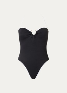 Seafolly Dames Beach Bound bandeau badpak met afneembare bandjes in de kleur Zwart, maat: 36
