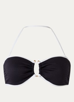 Seafolly Dames Halter bikinitop met ribstructuur in de kleur Zwart, maat: 42