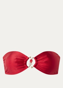 Seafolly Dames Bandeau bikinitop met kralendecoratie in de kleur Rood, maat: 42
