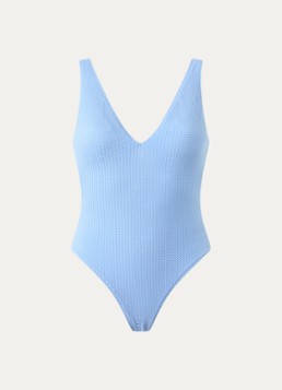 Seafolly Dames Plunge badpak met uitneembare vulling in de kleur Lichtblauw, maat: 36