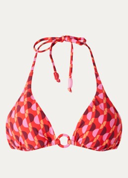 Seafolly Dames Reversible triangel bikinitop met print in de kleur Koraalroze, maat: 40