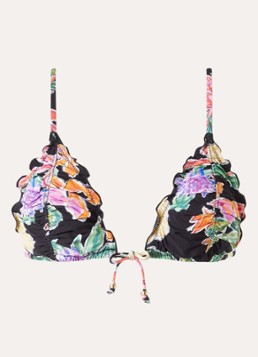 Seafolly Dames Slide triangel bikinitop met bloemenprint in de kleur Zwart, maat: 36