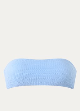 Seafolly Dames Bandeau bikinitop met structuur in de kleur Lichtblauw, maat: 38
