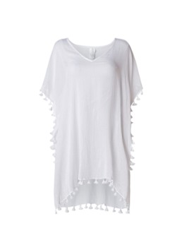 Seafolly Dames Overswim kaftan met kwastjes in de kleur Wit, maat: 1 SIZE