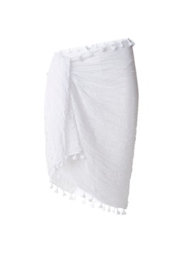 Seafolly Dames Pareo wikkelrok met franjes in de kleur Wit, maat: 1size