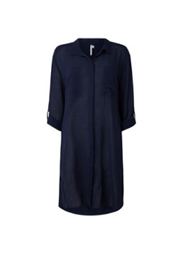 Seafolly Dames Crinkle strandtuniek met verstelbare mouw in de kleur Donkerblauw, maat: M