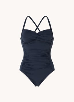 Seafolly Dames Twist voorgevormd badpak met plooidetail in de kleur Donkerblauw, maat: 38