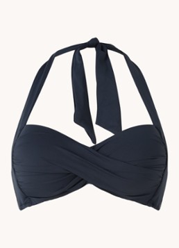 Seafolly Dames Twist voorgevormde halter bikinitop in de kleur Donkerblauw, maat: 36