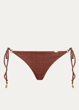 Luli Fama Dames Ring brazilian bikinislip met streepprint en lurex in de kleur Bruin, maat: L