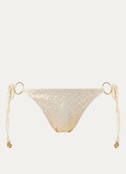Luli Fama Dames Ring bikinislip met print en lurex in de kleur Goud, maat: S