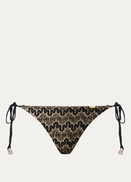 Luli Fama Dames Ring bikinislip met kant in de kleur Zwart, maat: S