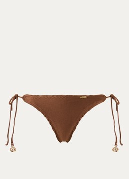 Luli Fama Dames Wavey bikinislip met geknoopt detail in de kleur Bruin, maat: S