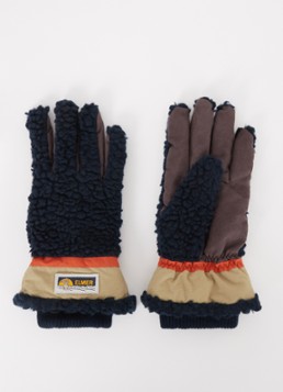 ELMER Heren Handschoenen van teddy met logo en touchscreen functie in de kleur Donkerblauw, maat: L