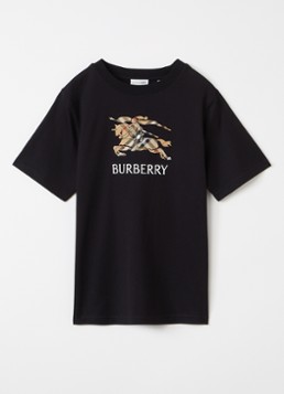Burberry Jongens Cedar T-shirt met logoborduring in de kleur Zwart, maat: 104