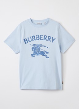 Burberry Jongens Cedar T-shirt met logoborduring in de kleur Lichtblauw, maat: 104