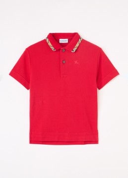 Burberry Jongens Johane polo van piqué katoen met logoborduring in de kleur Rood, maat: 10Y=140