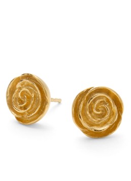 Pernille Corydon Dames Rose oorknopjes verguld in de kleur Goud, maat: Medium