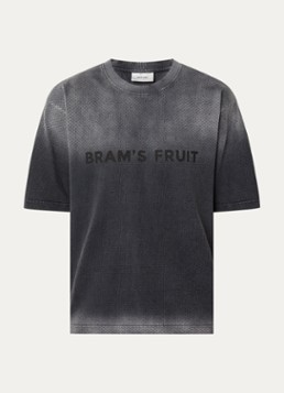 Bram's Fruit Heren Mesh T-shirt met logoprint in de kleur Middengrijs, maat: S