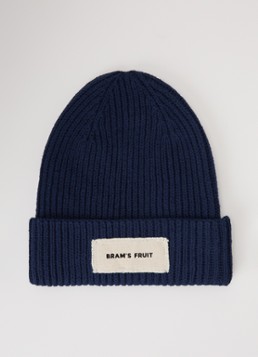Bram's Fruit Heren Ribgebreide muts met logo in de kleur Donkerblauw, maat: OS