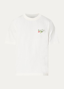 Bram's Fruit Heren Flora 2.0 T-shirt met logo- en backprint in de kleur Gebroken wit, maat: XL