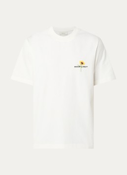Bram's Fruit Heren Sunflower T-shirt met logo- en backprint in de kleur Gebroken wit, maat: S