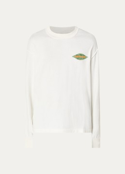 Bram's Fruit Heren Distressed Leaf longsleeve met logoprint in de kleur Gebroken wit, maat: XL