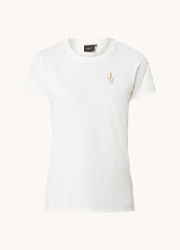JOSH V Dames Zoe T-shirt met logoborduring in de kleur Gebroken wit